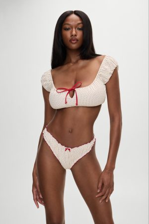 x BELLA HADID Dalton Micro Bikini Bottom – Strawberry Polka Dot