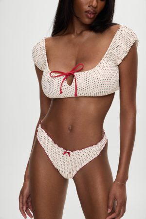 x BELLA HADID Dalton Micro Bikini Bottom – Strawberry Polka Dot