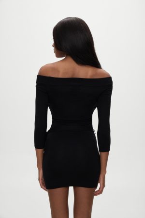 x BELLA HADID Saloon Knit Mini Dress – Black