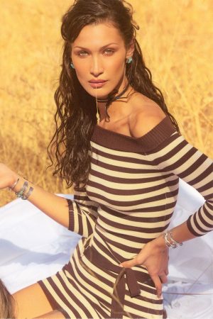x BELLA HADID Saloon Knit Mini Dress – Cowboy Stripe