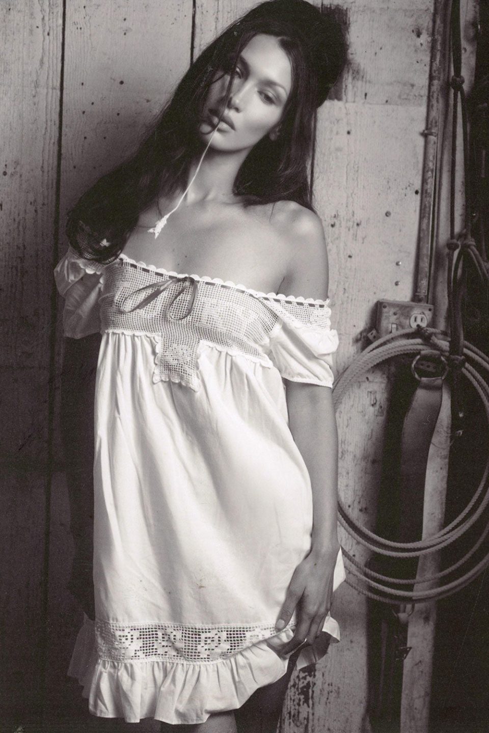 x BELLA HADID Western Poplin Mini Dress - White