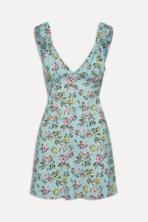 Emilia Satin Floral Mini Dress – Pastel Peony