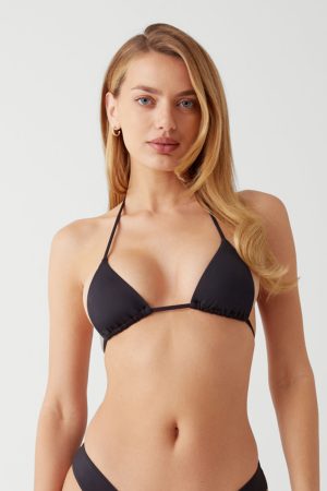 Nick String Triangle Bikini Top – Black