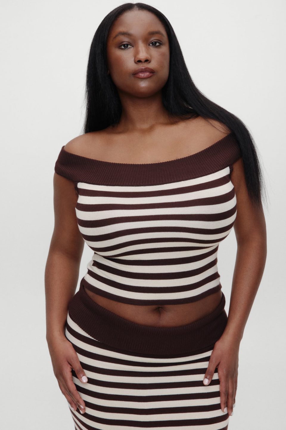 x BELLA HADID Tucker Knit Top - Cowboy Stripe