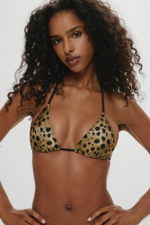 x Khy Nick Triangle Bikini Top – Lacey Leopard