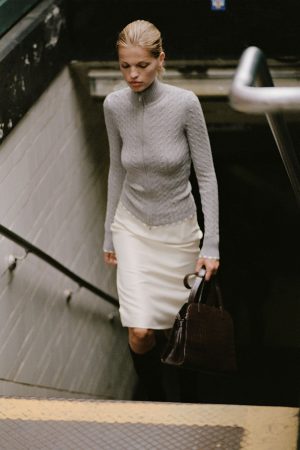 Carter Cable Knit Sweater – Rain Cloud