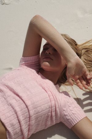 Mulholland Cable Knit Sweater – Cozy Pink