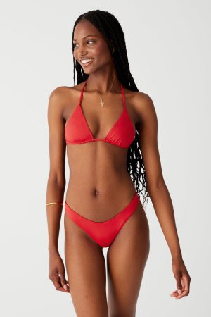 Nick String Triangle Bikini Top – True Red