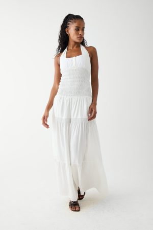 River Halter Maxi Dress – White