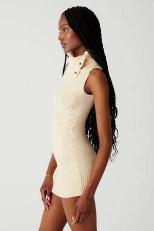 Storm Cable Cloud Knit Mini Dress – French Vanilla