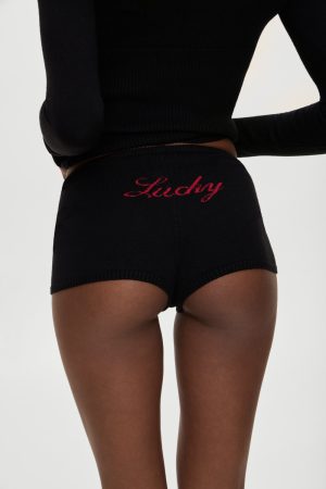 x BELLA HADID Bradley Knit Booty Shorts – Lone Star Black