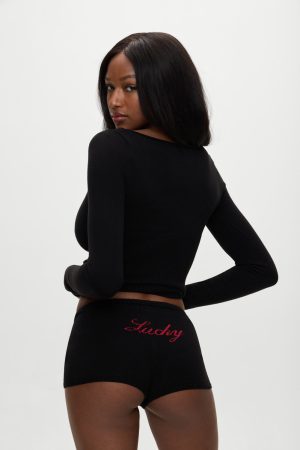 x BELLA HADID Bradley Knit Booty Shorts – Lone Star Black