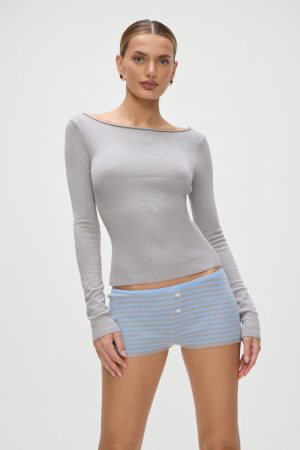 Bradley Knit Booty Shorts – Dewdrop Stripe