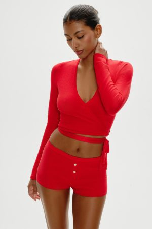 Cuddle Knit Booty Shorts – Cherry