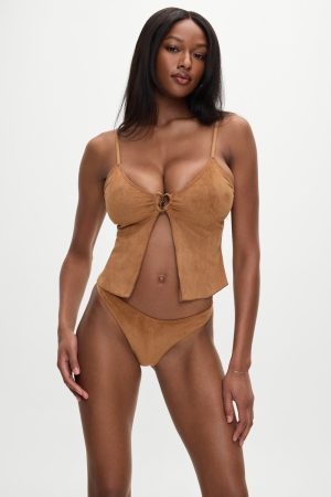x BELLA HADID Dove Suede Bikini Bottom – Sunkissed Suede