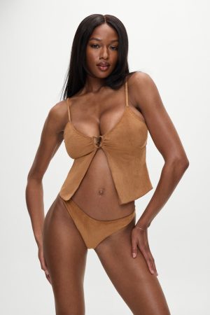 x BELLA HADID Dove Suede Bikini Bottom – Sunkissed Suede