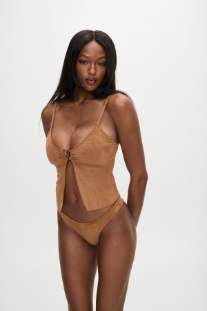x BELLA HADID Dove Suede Bikini Bottom – Sunkissed Suede