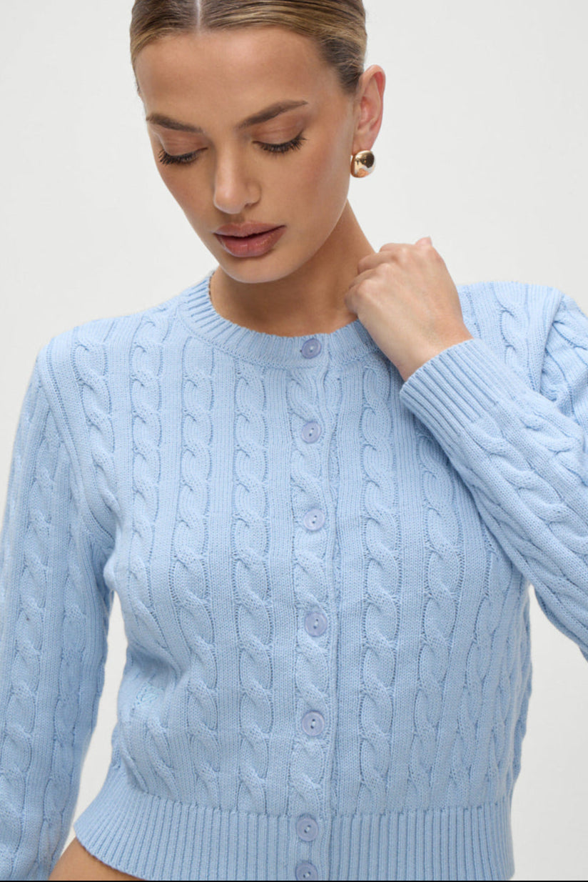 Dudley Cable Knit Cardigan - Dewdrop