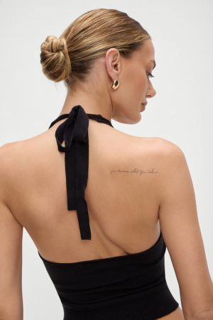 Dylan Knit Halter Top – Black