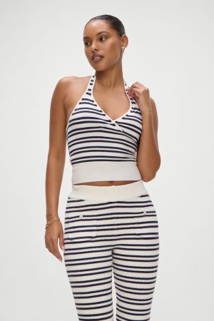 Dylan Knit Halter Top – Starlit Stripe