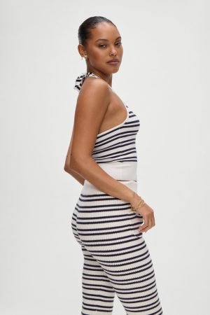 Dylan Knit Halter Top – Starlit Stripe