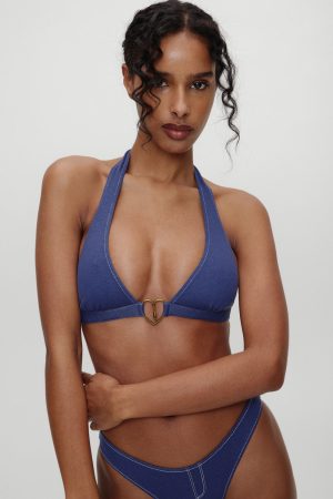 x BELLA HADID Frank Halter Bikini Top – Summer Denim