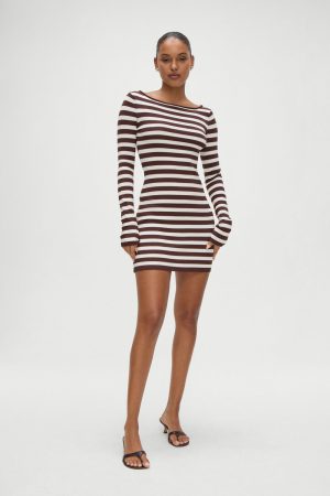 Luca Knit Mini Dress – Brown Sugar Stripe