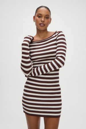 Luca Knit Mini Dress – Brown Sugar Stripe