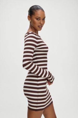 Luca Knit Mini Dress – Brown Sugar Stripe