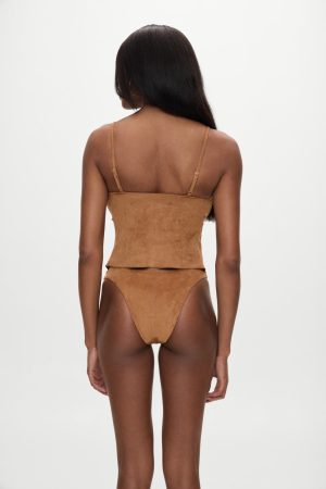 x BELLA HADID Lucy Suede Tankini Bikini Top – Sunkissed Suede