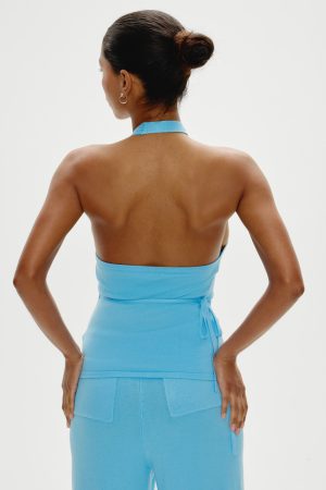 Lullaby Halter Wrap Top – Blue Vanilla