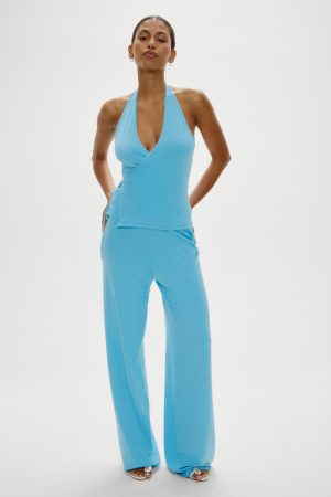 Lullaby Halter Wrap Top – Blue Vanilla