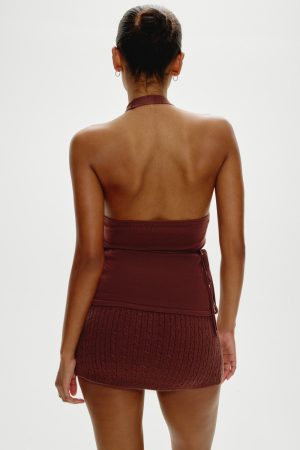 Lullaby Halter Wrap Top – Brown Sugar
