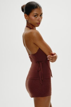 Lullaby Halter Wrap Top – Brown Sugar