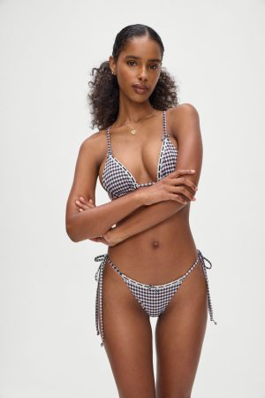 Lumia Gingham Triangle Bikini Top – Blackberry Gingham