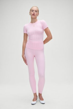 Mulholland Cable Knit Sweater – Cozy Pink