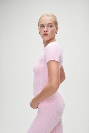 Mulholland Cable Knit Sweater – Cozy Pink