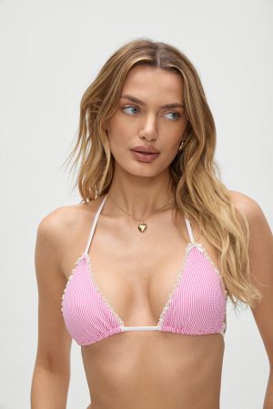 Nick Triangle Bikini Top – Pink Stripe