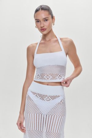 Orchard Crochet Halter Top – White