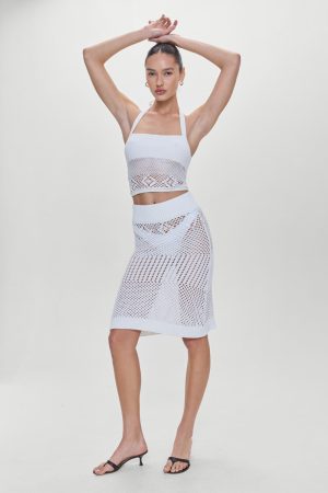 Orchard Crochet Halter Top – White