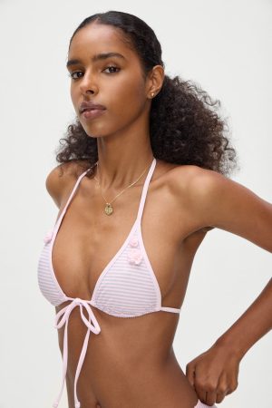 Paradise Micro Halter Bikini Top – Rosewater Stripe