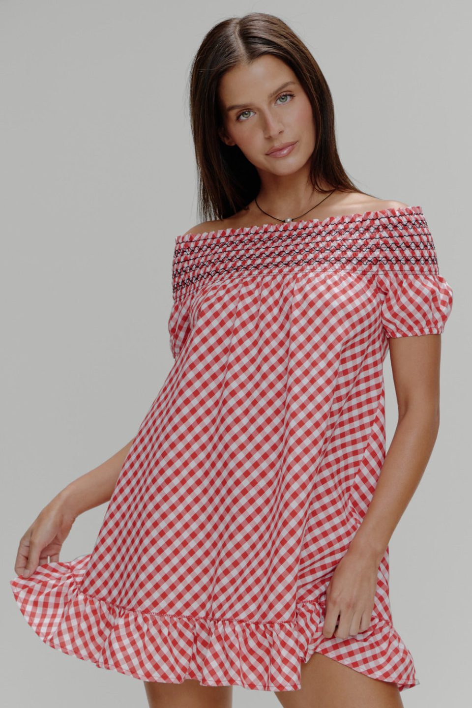 Ruby Gingham Babydoll Dress - Cherry Picnic