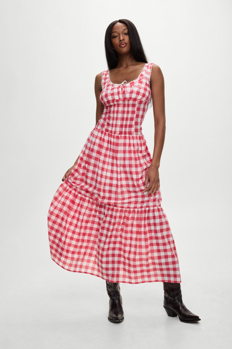 x BELLA HADID Southern Belle Midi Dress - Malibu Picnic