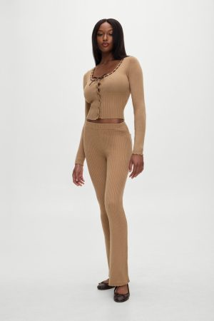 x BELLA HADID Texas Knit Cardigan – Caramel