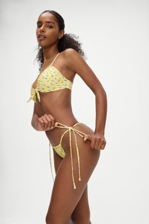 Tidal Floral Micro Bikini Bottom – Sky Blossom