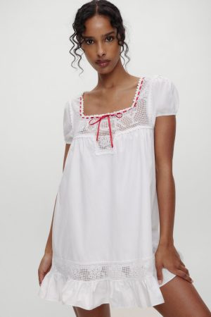 x BELLA HADID Western Poplin Mini Dress – White