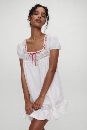 x BELLA HADID Western Poplin Mini Dress – White