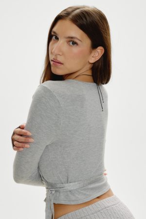 Whisper Long Sleeve Wrap Top – Mochi