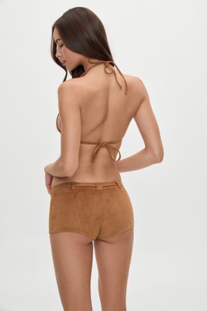 x BELLA HADID Wrangler Suede Booty Shorts – Sunkissed Suede