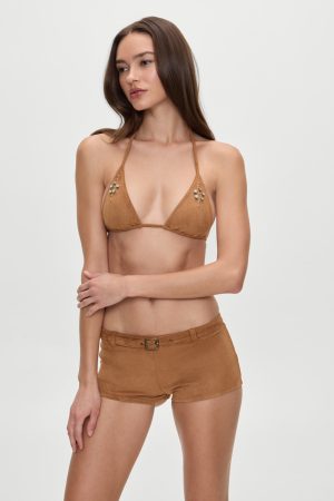 x BELLA HADID Wrangler Suede Booty Shorts – Sunkissed Suede